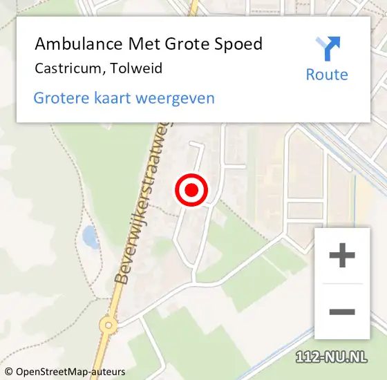 Locatie op kaart van de 112 melding: Ambulance Met Grote Spoed Naar Castricum, Tolweid op 29 oktober 2021 10:55