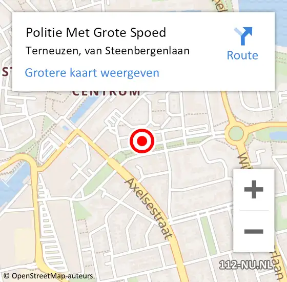 Locatie op kaart van de 112 melding: Politie Met Grote Spoed Naar Terneuzen, van Steenbergenlaan op 29 oktober 2021 10:57
