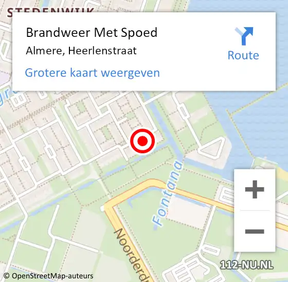 Locatie op kaart van de 112 melding: Brandweer Met Spoed Naar Almere, Heerlenstraat op 29 oktober 2021 10:59