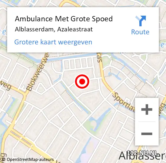 Locatie op kaart van de 112 melding: Ambulance Met Grote Spoed Naar Alblasserdam, Azaleastraat op 29 oktober 2021 11:21