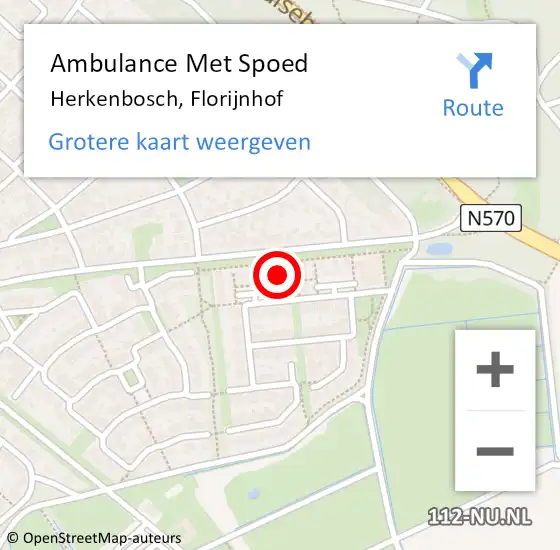 Locatie op kaart van de 112 melding: Ambulance Met Spoed Naar Herkenbosch, Florijnhof op 27 juni 2014 14:37