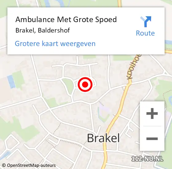 Locatie op kaart van de 112 melding: Ambulance Met Grote Spoed Naar Brakel, Baldershof op 29 oktober 2021 11:35