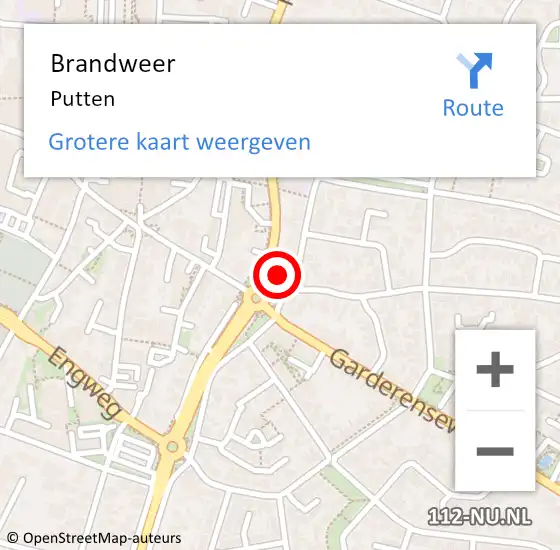 Locatie op kaart van de 112 melding: Brandweer Putten op 29 oktober 2021 11:35