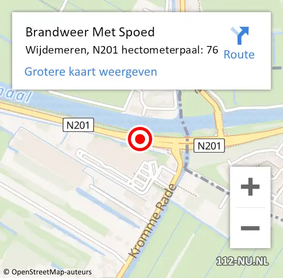 Locatie op kaart van de 112 melding: Brandweer Met Spoed Naar Wijdemeren, N201 hectometerpaal: 76 op 29 oktober 2021 11:36