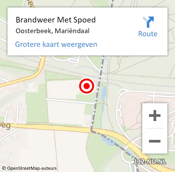 Locatie op kaart van de 112 melding: Brandweer Met Spoed Naar Oosterbeek, Mariëndaal op 29 oktober 2021 11:58