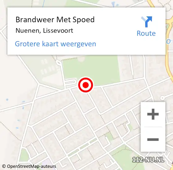 Locatie op kaart van de 112 melding: Brandweer Met Spoed Naar Nuenen, Lissevoort op 29 oktober 2021 12:12