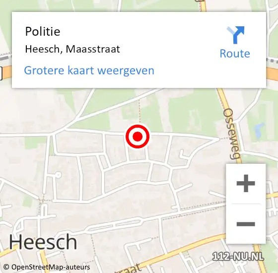 Locatie op kaart van de 112 melding: Politie Heesch, Maasstraat op 29 oktober 2021 12:19