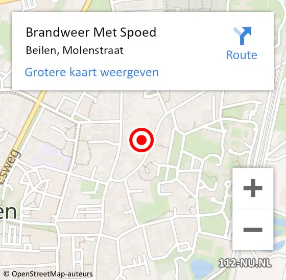 Locatie op kaart van de 112 melding: Brandweer Met Spoed Naar Beilen, Molenstraat op 29 oktober 2021 12:20