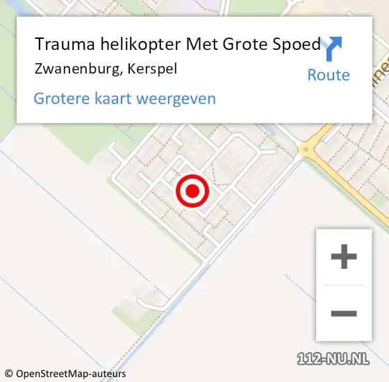 Locatie op kaart van de 112 melding: Trauma helikopter Met Grote Spoed Naar Zwanenburg, Kerspel op 29 oktober 2021 12:23