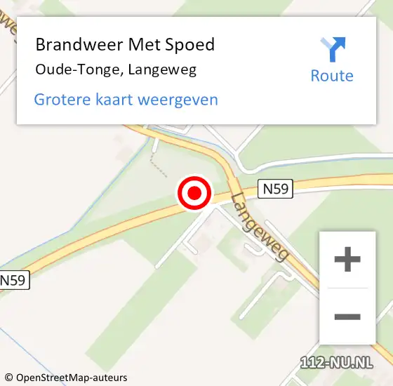 Locatie op kaart van de 112 melding: Brandweer Met Spoed Naar Oude-Tonge, Langeweg op 29 oktober 2021 12:29