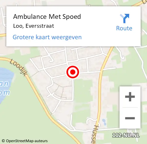 Locatie op kaart van de 112 melding: Ambulance Met Spoed Naar Loo, Eversstraat op 29 oktober 2021 12:30