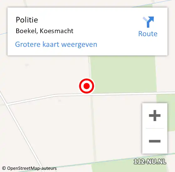 Locatie op kaart van de 112 melding: Politie Boekel, Koesmacht op 29 oktober 2021 12:43