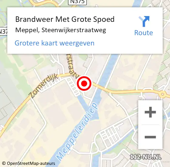Locatie op kaart van de 112 melding: Brandweer Met Grote Spoed Naar Meppel, Steenwijkerstraatweg op 29 oktober 2021 13:06