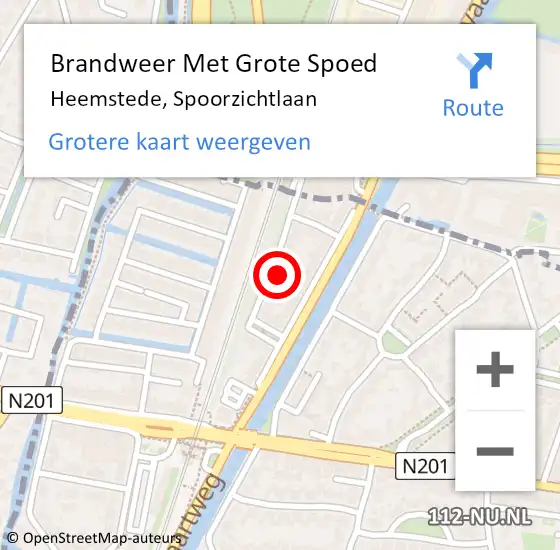 Locatie op kaart van de 112 melding: Brandweer Met Grote Spoed Naar Heemstede, Spoorzichtlaan op 29 oktober 2021 13:11