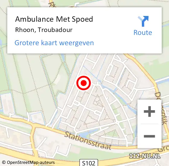 Locatie op kaart van de 112 melding: Ambulance Met Spoed Naar Rhoon, Troubadour op 29 oktober 2021 13:26