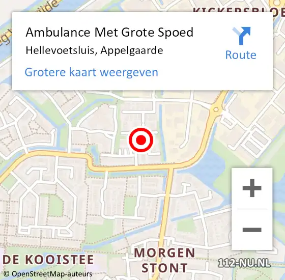 Locatie op kaart van de 112 melding: Ambulance Met Grote Spoed Naar Hellevoetsluis, Appelgaarde op 29 oktober 2021 13:31