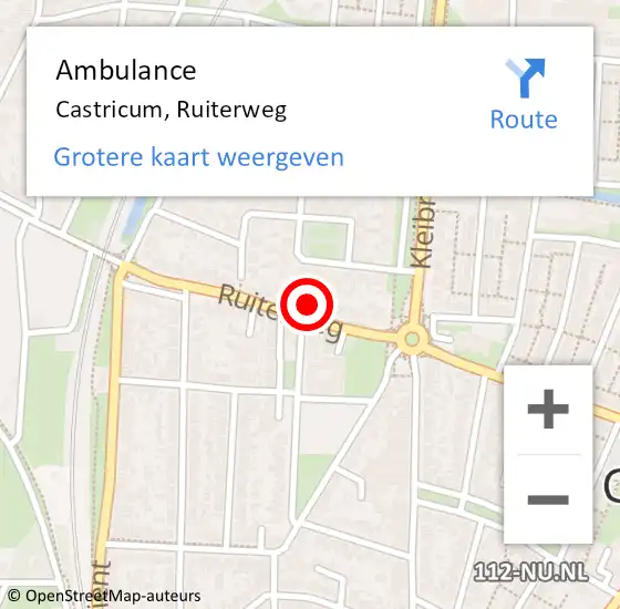 Locatie op kaart van de 112 melding: Ambulance Castricum, Ruiterweg op 29 oktober 2021 14:25