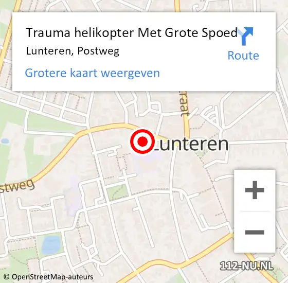 Locatie op kaart van de 112 melding: Trauma helikopter Met Grote Spoed Naar Lunteren, Postweg op 29 oktober 2021 14:32