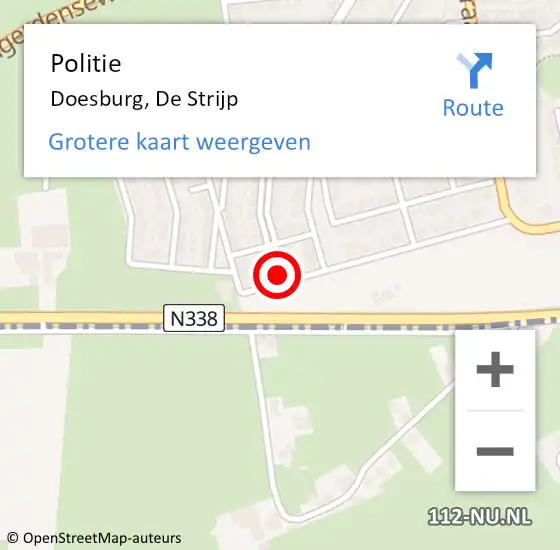 Locatie op kaart van de 112 melding: Politie Doesburg, De Strijp op 29 oktober 2021 14:37