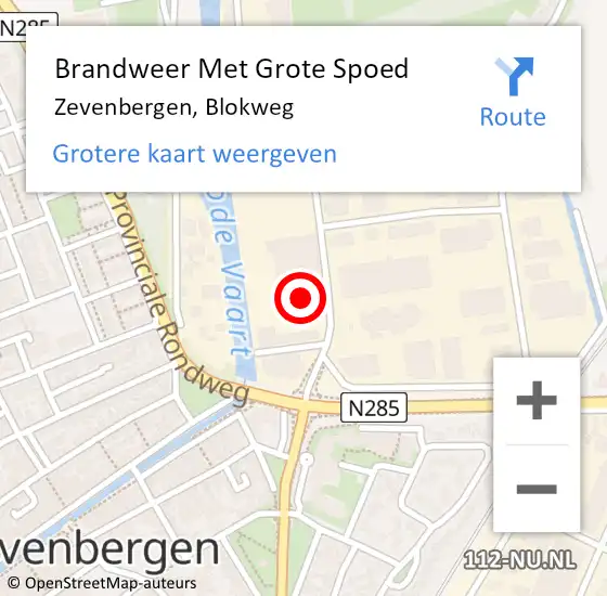 Locatie op kaart van de 112 melding: Brandweer Met Grote Spoed Naar Zevenbergen, Blokweg op 29 oktober 2021 14:49