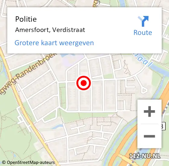 Locatie op kaart van de 112 melding: Politie Amersfoort, Verdistraat op 29 oktober 2021 14:51