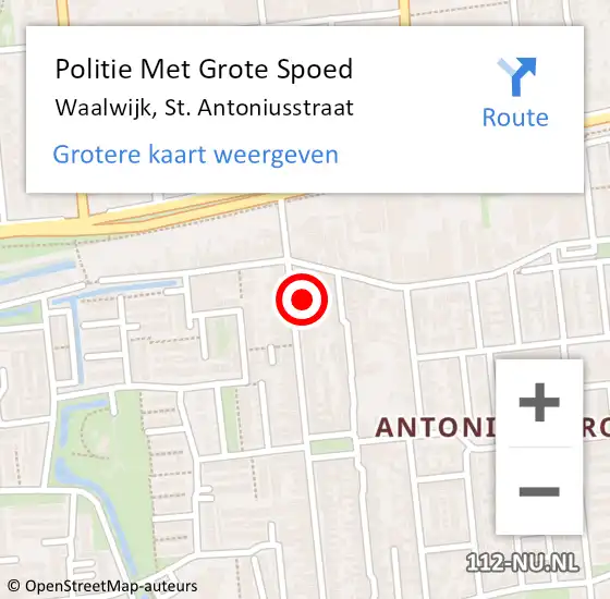 Locatie op kaart van de 112 melding: Politie Met Grote Spoed Naar Waalwijk, St. Antoniusstraat op 29 oktober 2021 14:55