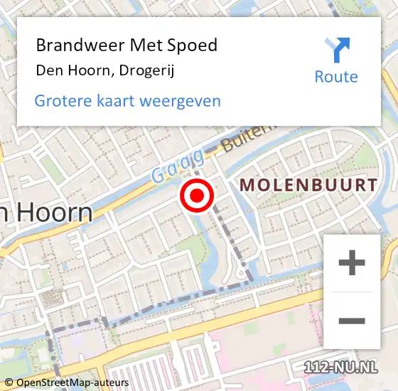 Locatie op kaart van de 112 melding: Brandweer Met Spoed Naar Den Hoorn, Drogerij op 29 oktober 2021 15:05