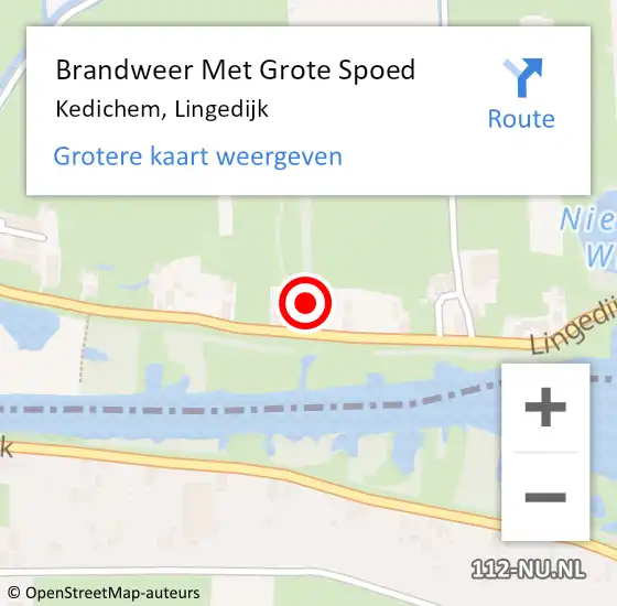 Locatie op kaart van de 112 melding: Brandweer Met Grote Spoed Naar Kedichem, Lingedijk op 29 oktober 2021 15:13