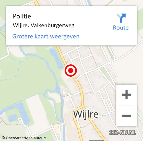 Locatie op kaart van de 112 melding: Politie Wijlre, Valkenburgerweg op 29 oktober 2021 15:19