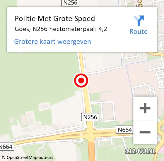 Locatie op kaart van de 112 melding: Politie Met Grote Spoed Naar Goes, N256 hectometerpaal: 4,2 op 29 oktober 2021 15:36