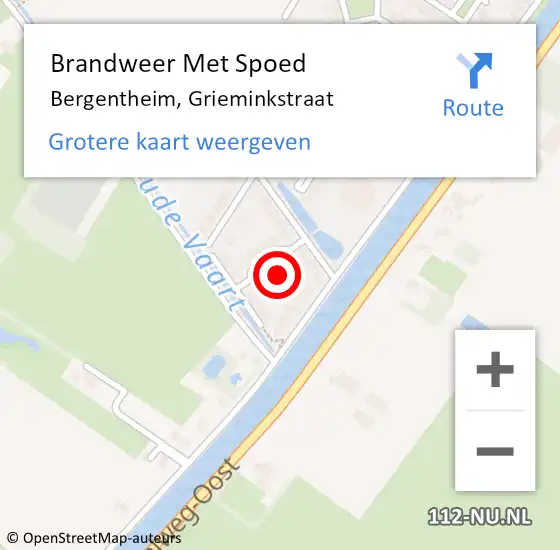 Locatie op kaart van de 112 melding: Brandweer Met Spoed Naar Bergentheim, Grieminkstraat op 29 oktober 2021 15:56