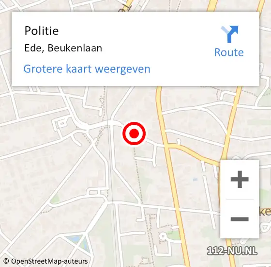 Locatie op kaart van de 112 melding: Politie Ede, Beukenlaan op 29 oktober 2021 16:07