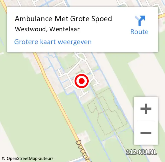 Locatie op kaart van de 112 melding: Ambulance Met Grote Spoed Naar Westwoud, Wentelaar op 29 oktober 2021 16:19