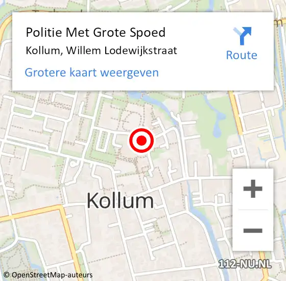 Locatie op kaart van de 112 melding: Politie Met Grote Spoed Naar Kollum, Willem Lodewijkstraat op 29 oktober 2021 16:31