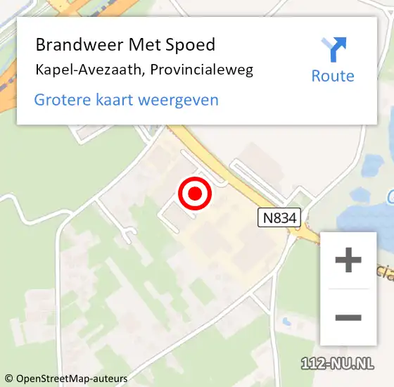 Locatie op kaart van de 112 melding: Brandweer Met Spoed Naar Kapel-Avezaath, Provincialeweg op 29 oktober 2021 16:37