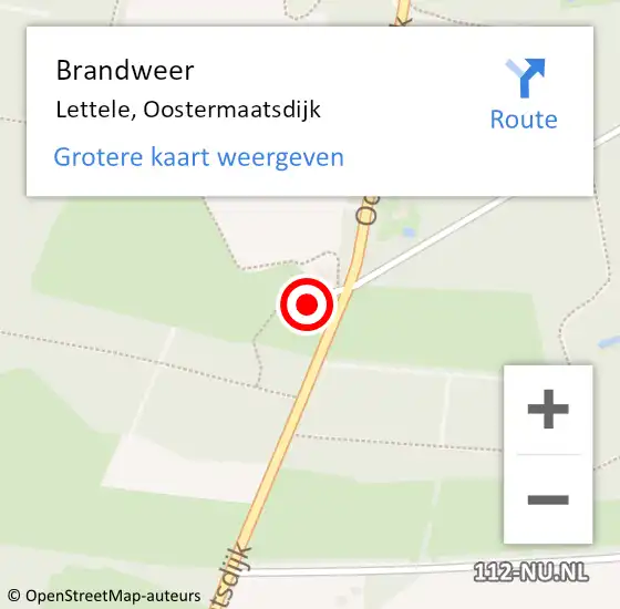 Locatie op kaart van de 112 melding: Brandweer Lettele, Oostermaatsdijk op 27 juni 2014 15:15