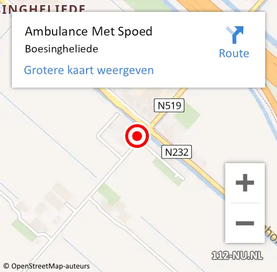 Locatie op kaart van de 112 melding: Ambulance Met Spoed Naar Boesingheliede op 29 oktober 2021 16:51