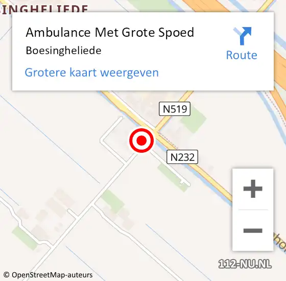 Locatie op kaart van de 112 melding: Ambulance Met Grote Spoed Naar Boesingheliede op 29 oktober 2021 16:54