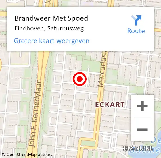 Locatie op kaart van de 112 melding: Brandweer Met Spoed Naar Eindhoven, Saturnusweg op 29 oktober 2021 17:08