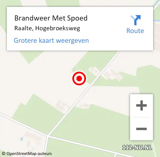 Locatie op kaart van de 112 melding: Brandweer Met Spoed Naar Raalte, Hogebroeksweg op 29 oktober 2021 17:29