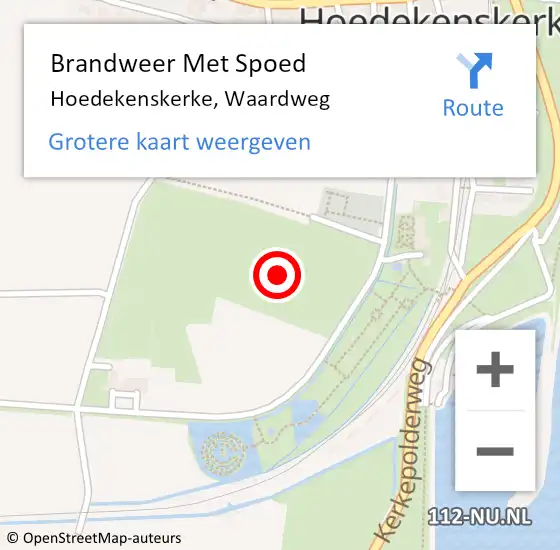 Locatie op kaart van de 112 melding: Brandweer Met Spoed Naar Hoedekenskerke, Waardweg op 29 oktober 2021 17:58