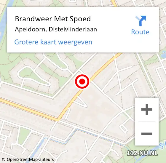 Locatie op kaart van de 112 melding: Brandweer Met Spoed Naar Apeldoorn, Distelvlinderlaan op 29 oktober 2021 17:59