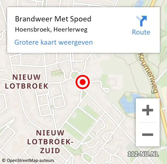 Locatie op kaart van de 112 melding: Brandweer Met Spoed Naar Hoensbroek, Heerlerweg op 29 oktober 2021 18:17