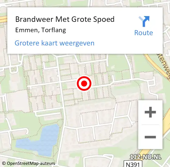 Locatie op kaart van de 112 melding: Brandweer Met Grote Spoed Naar Emmen, Torflang op 29 oktober 2021 18:28