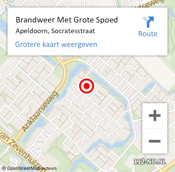 Locatie op kaart van de 112 melding: Brandweer Met Grote Spoed Naar Apeldoorn, Socratesstraat op 29 oktober 2021 18:35