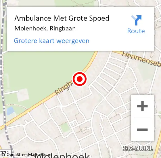 Locatie op kaart van de 112 melding: Ambulance Met Grote Spoed Naar Molenhoek, Ringbaan op 29 oktober 2021 19:22