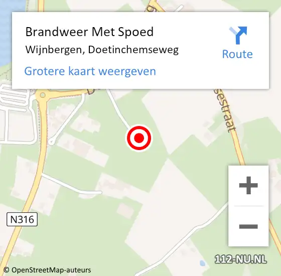 Locatie op kaart van de 112 melding: Brandweer Met Spoed Naar Wijnbergen, Doetinchemseweg op 29 oktober 2021 20:12