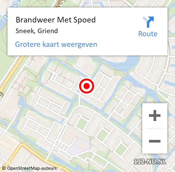 Locatie op kaart van de 112 melding: Brandweer Met Spoed Naar Sneek, Griend op 29 oktober 2021 20:42