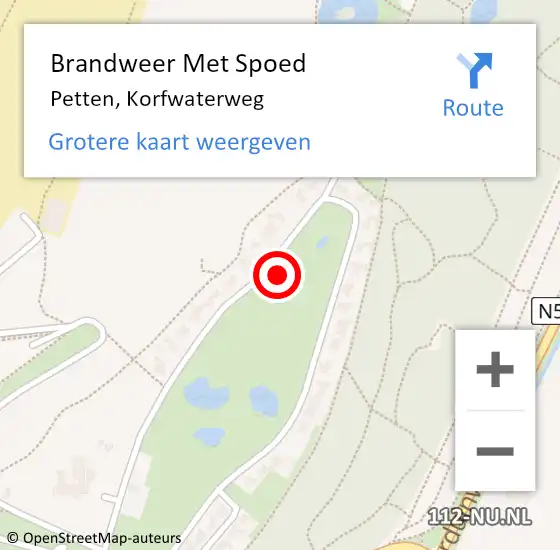 Locatie op kaart van de 112 melding: Brandweer Met Spoed Naar Petten, Korfwaterweg op 29 oktober 2021 21:31