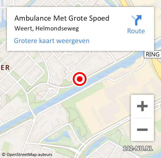 Locatie op kaart van de 112 melding: Ambulance Met Grote Spoed Naar Weert, Helmondseweg op 29 oktober 2021 21:42